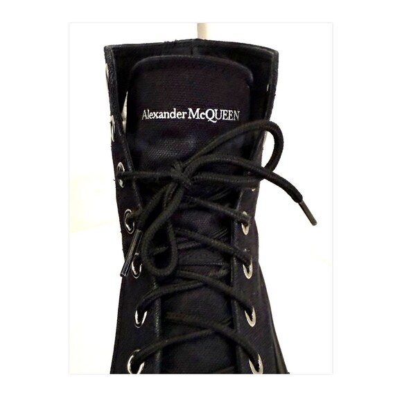 Alexander McQueen Black Canvas High Top Boots Chunky Lug Sole Sneakers EU 43.5 main image 14